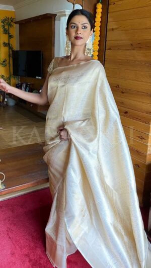 SWARDA THIGALE in Golden Kanjivaram Saree