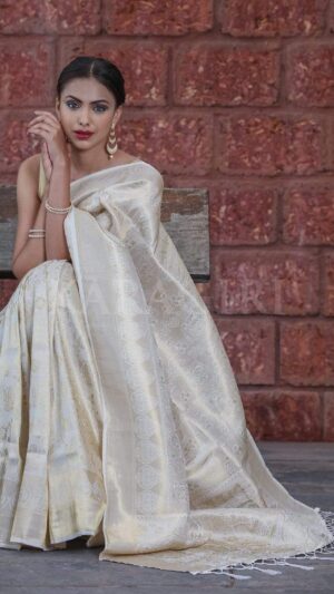 White Kanjivaram Saree