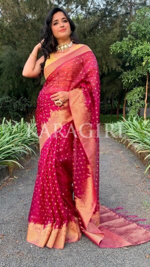 NEHA NARANG in Plum Purple Organza Saree